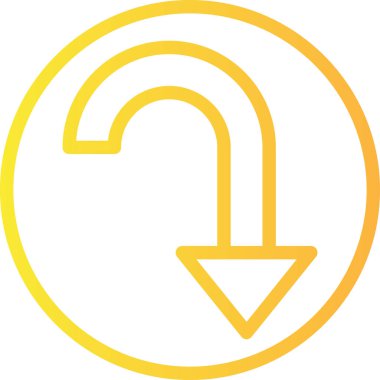 Döndürme sol kontur vektör simgesi