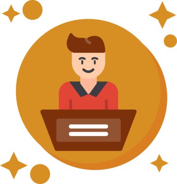 Dizüstü bilgisayar vektör tasarımlı Avatar adam