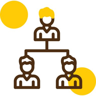 İnsanlar grup vektör simgesi. biçim düz sembol, sarı renk, yuvarlak açılar, beyaz arkaplan