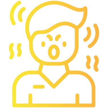 Baş ağrısı ve migren rengi olan bir adam. İnsan acısı ve baş ağrısı. Baş ağrısı, stres, baş ağrısı ve stres. izole edilmiş pictogram