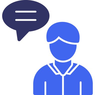 Konuşma baloncuğu simgesi olan avatar adam, vektör illüstrasyonu