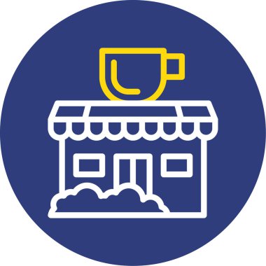 Kahve dükkanı simgesi, vektör illüstrasyonu