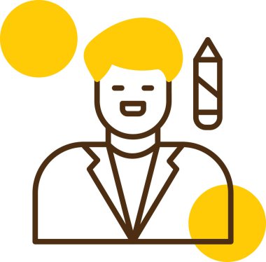 Beyaz arkaplan üzerinde kalem, vektör, illüstrasyon ile bir iş adamı.