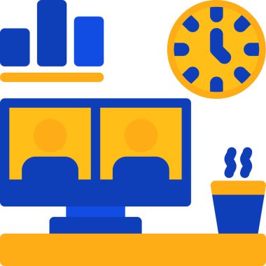 iş saati yönetim simgesi düz biçimli