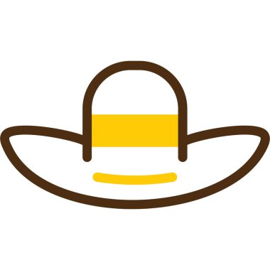 Kovboy şapkası vektörü. Düz renk tasarımı. beyaz üzerine izole