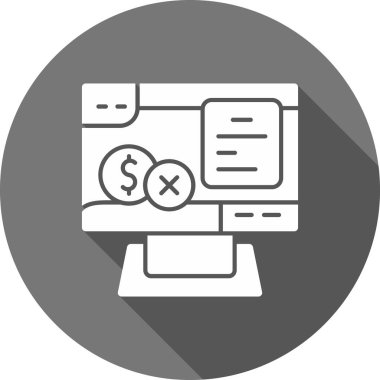 Bilgisayar monitörü, dolar işareti, basit vektör simgesi