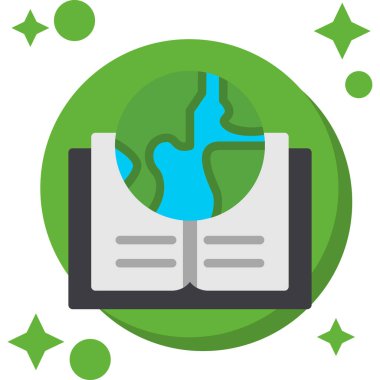 Dünya gezegeni ve kitap vektör illüstrasyonlu dünya haritası