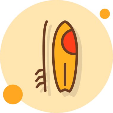 Sörf tahtası olan bir çizgi film karakterinin vektör çizimi