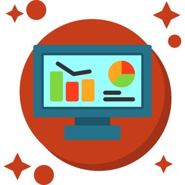 bilgisayar izleyici ve grafik simgesi düz biçimli