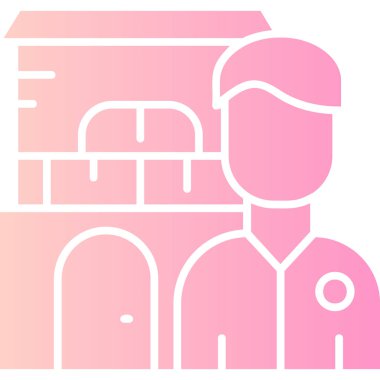 Kasklı bir adam ve sakallı bir kadının vektör çizimi.