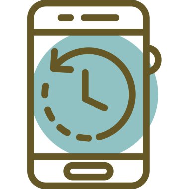 Akıllı telefonlu saat, resimleme, beyaz arkaplanda vektör