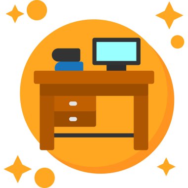 ofis masası simgesi, vektör illüstrasyonu beyaz arkaplanda izole edildi