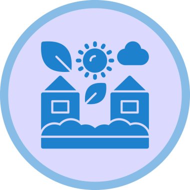 Ağaç simgesi olan bir evin vektör illüstrasyonu