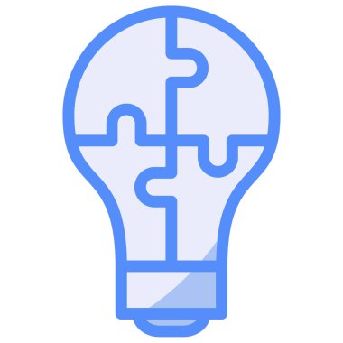 Yapboz parçalı ampul, illüstrasyon, beyaz arkaplan üzerindeki vektör