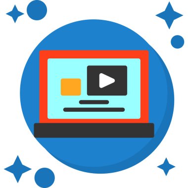 Simgeli dizüstü bilgisayar, vektör illüstrasyonu