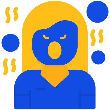 Baş ağrısı ikonu olan kadın, basit vektör çizimi