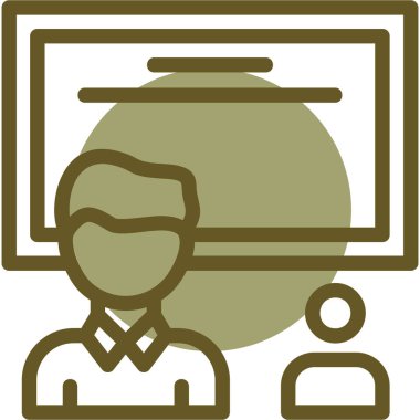 Dizüstü bilgisayarı olan, dünya şeklinde bir adamın vektör simgesi