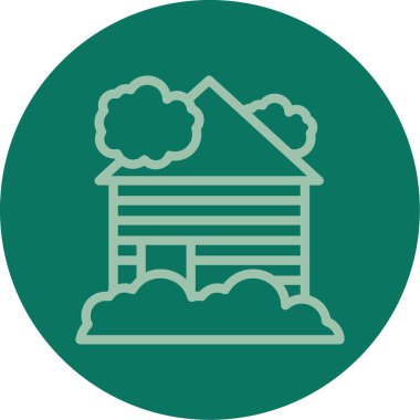 yeşil yapraklı ev, basit yeşil ve beyaz renkli ikon