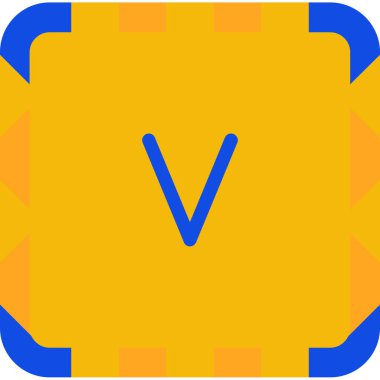 v harfi simgesi düz biçimli