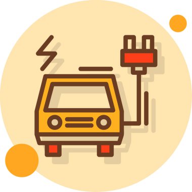 elektrikli araba simgesi, vektör illüstrasyonu