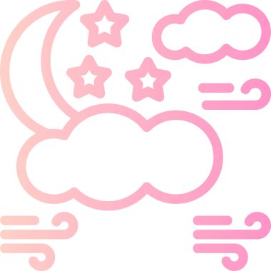 Bulutlu Ay gecesi simgesi taslak biçiminde