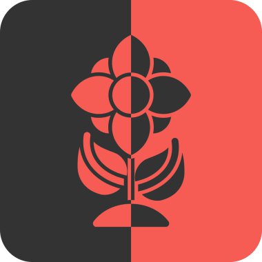 kırmızı çiçek simgesi, vektör illüstrasyonu