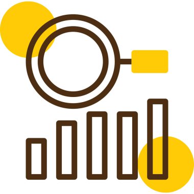 Bar çizelgesi simgesi. Vektör illüstrasyon biçimi düz sembol, sarı renk, yuvarlak açı, beyaz arkaplan