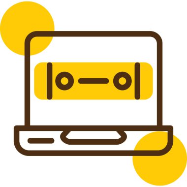 Müzik simgesi ile bilgisayar monitörü, basit vektör illüstrasyonu