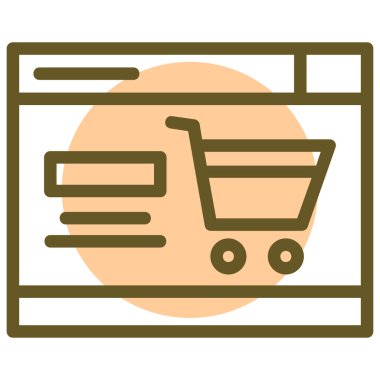 Alışveriş ve vektör illüstrasyonunun geliştirilmesi için web simgesi