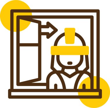 Yapı maskesi simgesi olan kadın, vektör illüstrasyonu