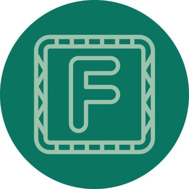 Benzersiz f vektör çizgisi simgesi