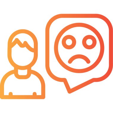 Üzgün yüzlü üzgün adam ikon vektör çizimi tasarımı