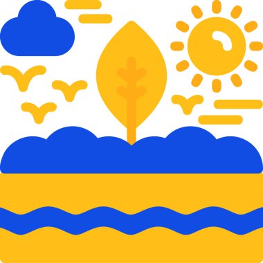 Bir ağacın basit vektör illüstrasyon sonbahar simgesi