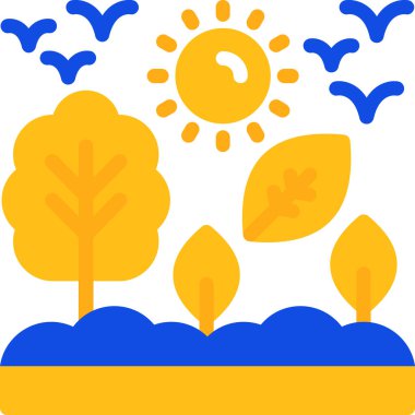 Sonbahar yaprakları düz bir şekilde sonbahar ikonu