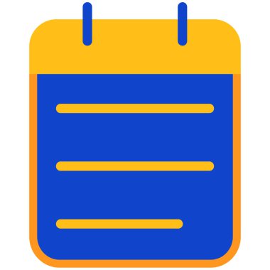 Takvim vektör simgesi. bicolor düz sembol, turuncu ve mavi renkler, yuvarlak açılar.