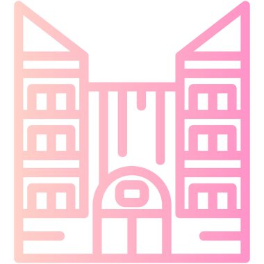 Bina simgesi ve vektör illüstrasyonu beyaz arkaplanda izole edildi