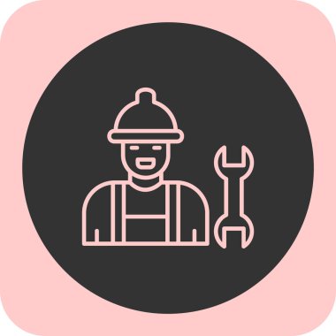 İnşaat işçisi simgesi, vektör illüstrasyonu