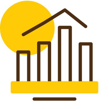 Grafikli diyagram şeklinde bir evin vektör simgesi
