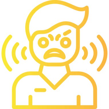 Adam müzik simgesi dinliyor, ana hatlı vektör çizimi