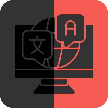 Sohbet simgesi ile bilgisayar monitörü, basit vektör illüstrasyonu