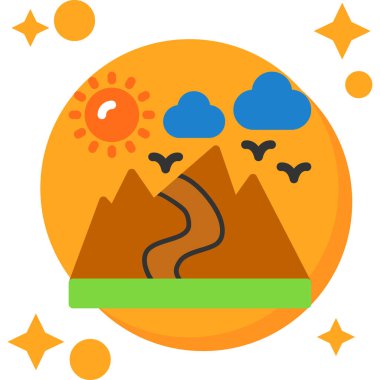 Aylı sonbahar manzarası, vektör illüstrasyonu