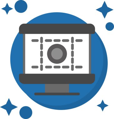 Bilgisayar masaüstü simgesi ile doldurulmuş ana hatlar biçimi