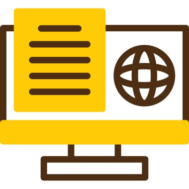 bilgisayar monitörü web simgesi basit vektör illüstrasyonu