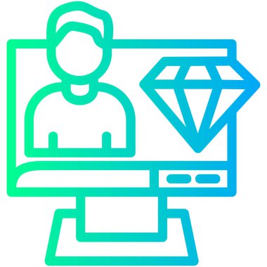 Bilgisayar monitörü simgesi, ana hatlı vektör çizimi