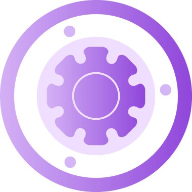 Bir dişlinin beyaz ve mor ikonunun vektör çizimi