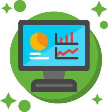 Bilgisayar monitörü. Web simgesi vektör illüstrasyonu