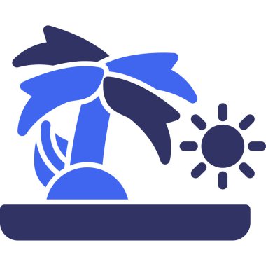 Güneş ve sahil ikonunun vektör çizimi