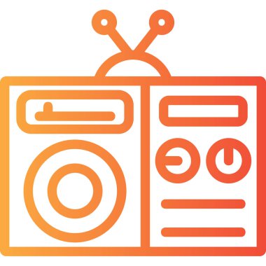 Televizyonda. Web simgesi vektör illüstrasyonu