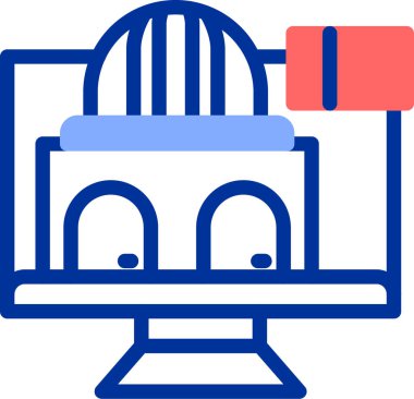 Bir makinenin çizgi film simgesinin vektör çizimi