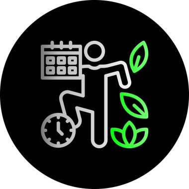 Takvimi olan yeşil bir bitkinin vektör çizimi